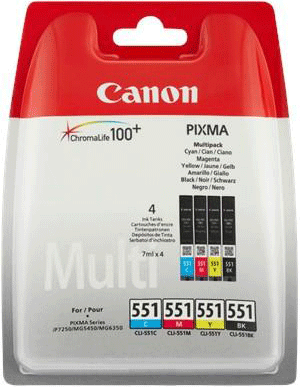 Canon Original 4 Ink Cartridge Set Cli-551Bk Black Cli-551C Cyan Cli-551M Magenta Cli-551Y Yellow - Free UK Delivery