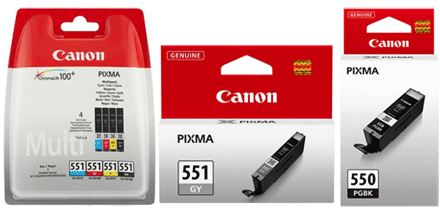 Canon Original 6 Ink Cartridge Set Pgi-550Pgbk Black Cli-551Bk Black Cli-551C Cyan Cli-551M Magenta Cli-551Y Yellow Cli-551Gy Grey - Free UK Delivery