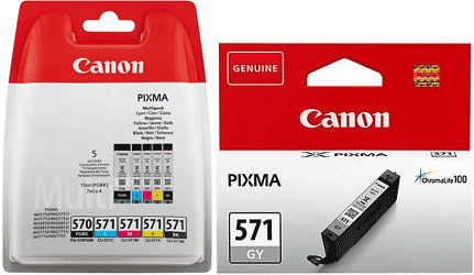 Canon Original 6 Ink Cartridge Set Pgi-570Pgbk Black Cli-571Bk Black Cli-571C Cyan Cli-571M Magenta Cli-571Y Yellow Cli-571Gy Grey – Free UK Delivery