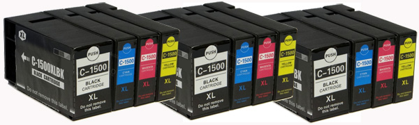 12x Canon Compatible Ink Multipack Cartridges PGI-1500XLBK - PGI-1500XLY SELECT YOUR OWN COLOURS - Free UK Delivery