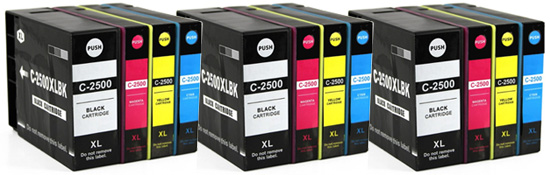 12x Canon Compatible Ink Multipack Cartridges PGI-2500XLBK - PGI-2500XLY SELECT YOUR OWN COLOURS - Free UK Delivery