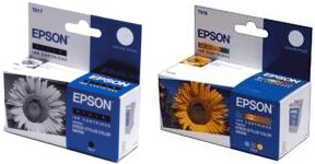 Twin Pack Original Epson Ink Cartridges C13T017401 T017 / C13T018401 T018 - Free UK Delivery
