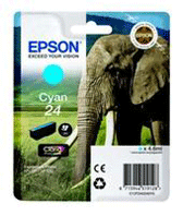 Original Epson Cyan Ink Cartridge 4.6ml (24) C13T242240 T2422 - Free UK Delivery