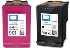 HP Twin Pack No 901Xl Extra Large Black (20ml) and No 901 Colour (21ml) Ink Cartridge Set Cc654Ae / Cc656Ae Remanufactured SELECT YOUR OWN COLOURS - Free UK Delivery