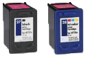 HP Twin Pack No 27 Black Ink Cartridge C8727A 15ml + No28 Colour Cartridge C8728A 12ml Set Remanufactured - Free UK Delivery