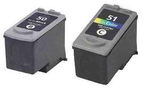 Canon Pg-50 Black 24ml and Cl-51 Colour 22ml Ink Cartridges High Capacity Remanufactured - Free UK Delivery