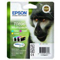 Multipack 3 Original Epson Cyan Magenta and Yellow Ink Cartridges 4ml T0892 / T0893 / T0894 - Free UK Delivery