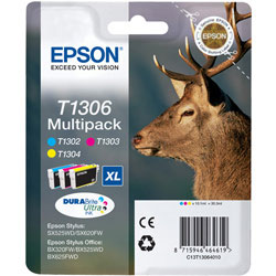 Epson Original T1306 (T130640) 3 Ink Cartridge Multipack for [Printerlong] - Free UK Delivery