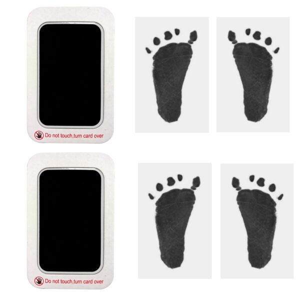 RRP: £3.99 Now Only £3.19 Baby Footprint & Handprint Kit – 2 Black Inkless Print Pads Plus 4 Imprint Cards, 100% Clean-Touch Ink Pad for Newborns, Perfect Family Keepsake Gift for Printing Touch Imprints