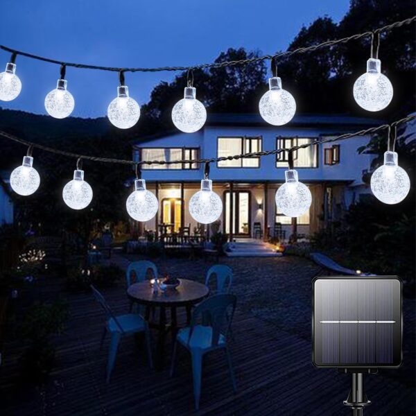 Mega Deal Only £9.49 Lezonic Solar Garden Lights Outdoor, 50 LED 7M/23Ft Solar String Lights Waterproof 8 Modes Indoor/Outdoor Fairy Lights for Garden Patio Yard Home Party Wedding Festival Decoration (Clear White)