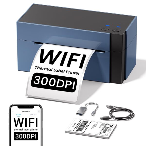 RRP £137.49 Now Only £109.99 WiFi Shipping Label Printer 4x6, 344WF WiFi Thermal Label Printer for Small Business, 300DPI Postage Label Maker, Compatible with eBay, Etsy, Shopify, Amazon, FedEx, USPS