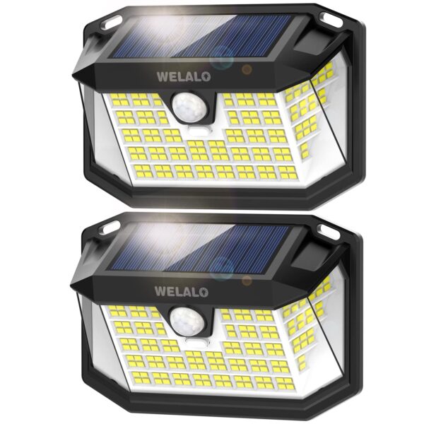 Mega Deal Only £12.98 WELALO Solar Security Lights, 188 LED Solar Motion Sensor Lights, IP65 Waterproof Solar Lights Outdoor Garden, 3 Modes PIR Solar Powered Wall Lights for Outside Garden Fence Door Yard (2 Pack)