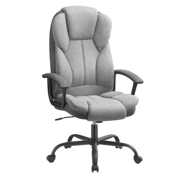 RRP: £122.99 Now Only £98.39 SONGMICS Office Chair, Desk Chair, Gaming Chair with Armrests, Swivel Computer Chair, Executive Office Chair, Adjustable Height, Tilt Function, Home Office, Study, Dove Grey and Ink Black OBG057G11