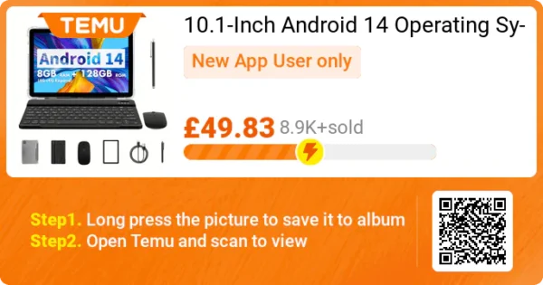 10.1-Inch Android 14 Tablet, Protective Case, Stylus, 128GB ROM + 8GB (4GB + 4GB Expandable) RAM, Dual 8MP Cameras, Octa-Core Processor, 8000Mah Battery, 1280*800 IPS HD Display, Tab, Wi-Fi 6, Google, Tablet.