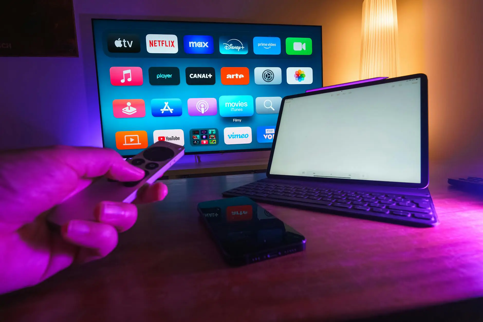 home entertainment setup with streaming services